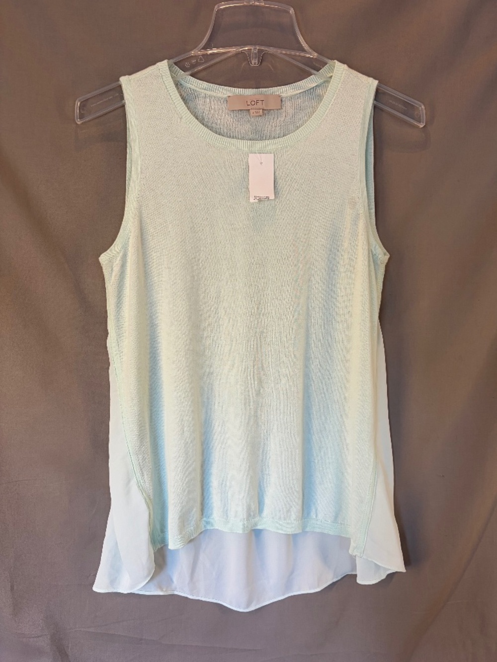 LOFT extra long tank top style shirt, Light Green - Size S (NWT)